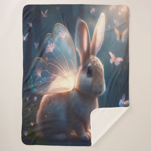Butterfly Bunny Sherpa Blanket (Front)