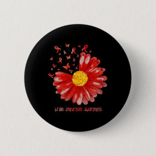 Butterfly Burgundy Ribbon Brain Aneurysm Awareness 2 Inch Round Button