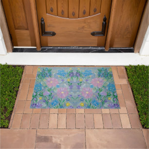 Butterfly Bush Floral Door Mat Outdoor Rug