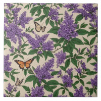 Butterfly bush purple flowers and butterflies
