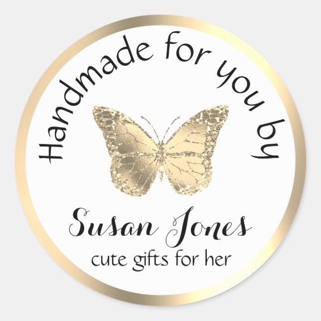  butterfly business logo classic round sticker (Front)