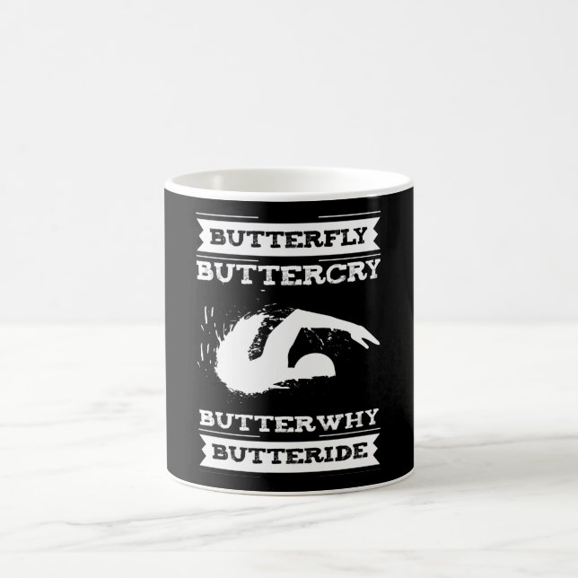 Butterfly Buttercry Butterwhy - Swimmer Design Coffee Mug (Center)