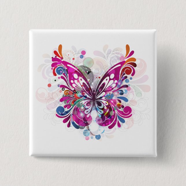 Butterfly ~ Butterflies Customize Template 2 Inch Square Button (Front)