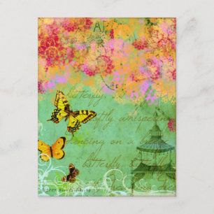 Butterfly, Butterfly Collage Art Invitations