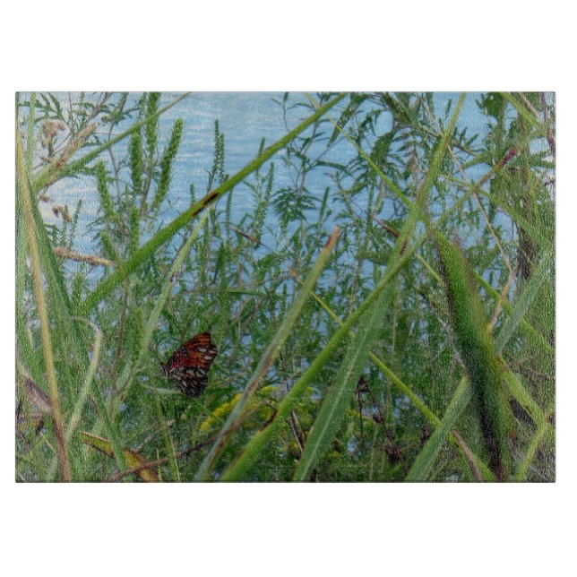 Butterfly by the River Decorative Cutting Board (Front)