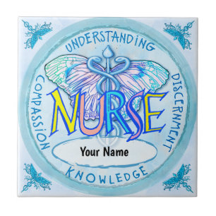 Butterfly Caduceus Nurse Tile