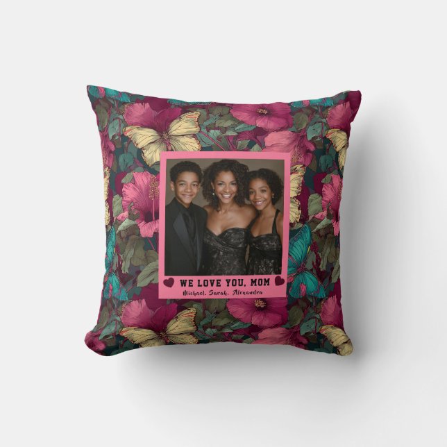 Butterfly Camo  Best Stepmom Rustic Decor  Throw Pillow (Front)