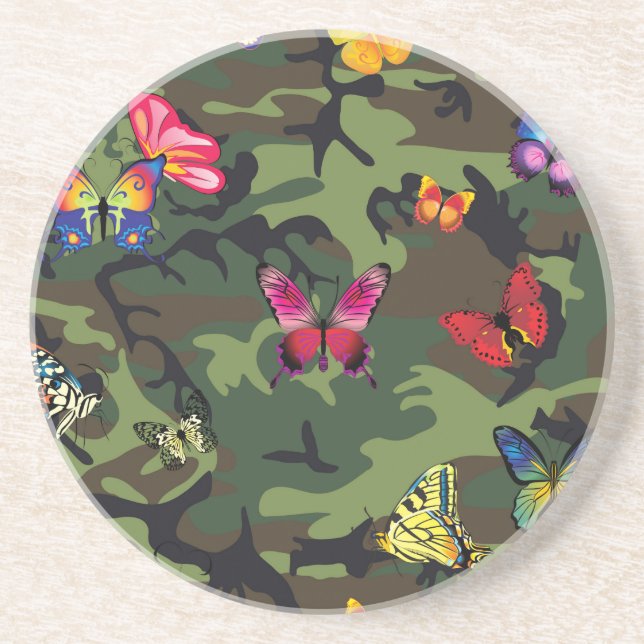 butterfly camouflage coaster (Front)