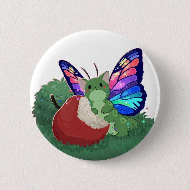 Butterfly cat 2 inch round button (Front)