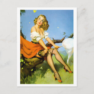 Butterfly Catcher Pin Up Postcard