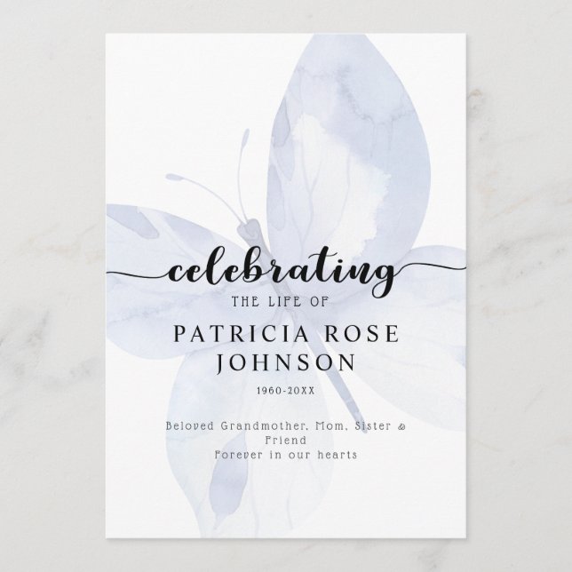 Butterfly Celebrating the Life of Funeral Program (Front)