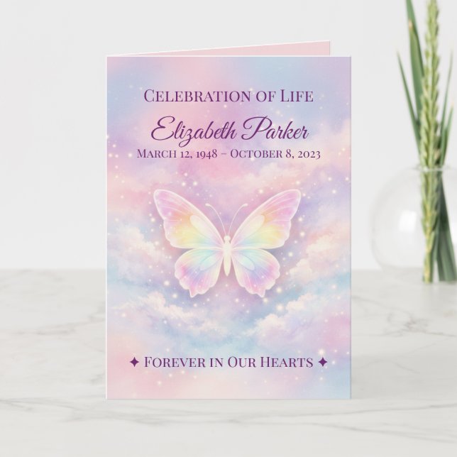 Butterfly Celebration of Life Funeral Program (Front)