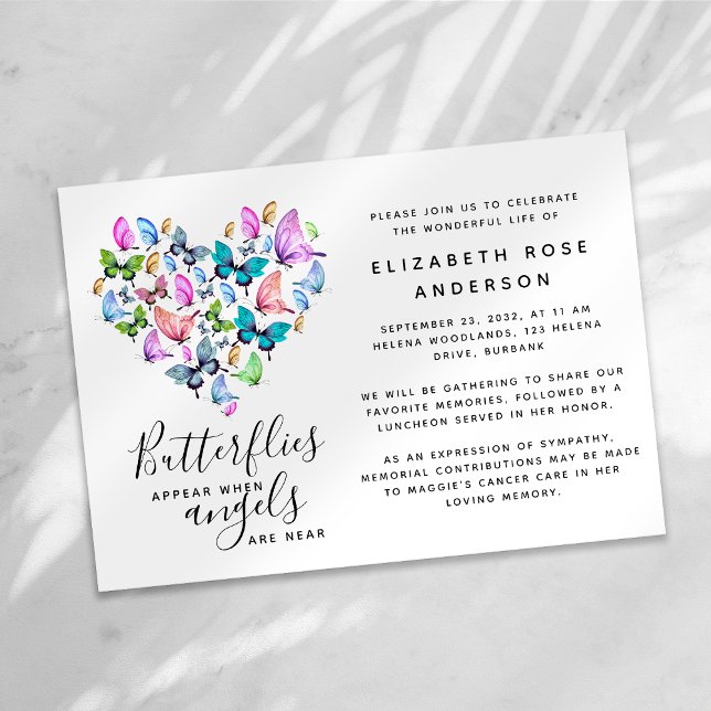 Butterfly Celebration of Life Memorial Service Invitation (Creator Uploaded)