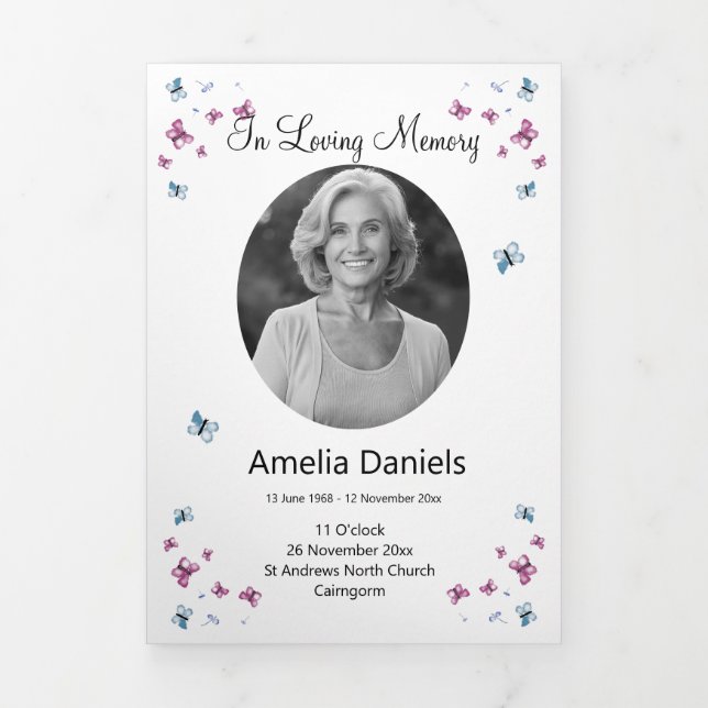 Butterfly Celebration of life Trifold  (Cover)