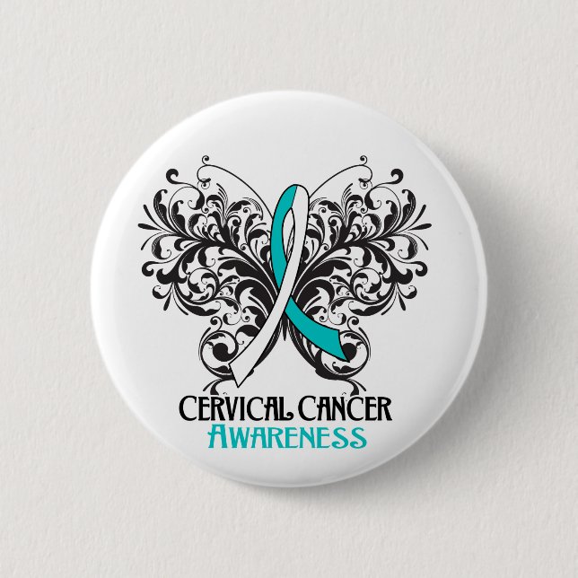 Butterfly Cervical Cancer Awareness 2 Inch Round Button (Front)
