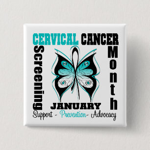 Butterfly Cervical Cancer Screening Month 2 Inch Square Button
