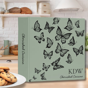 Butterfly Cherished Cuisine Monogram Recipe  Binder