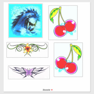 butterfly, cherries, tramp stamp