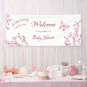 Butterfly Cherry Blossom Baby Shower Welcome Banner
