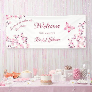 Butterfly Cherry Blossom Bridal Shower Welcome Banner