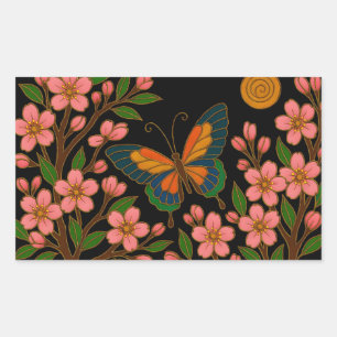 Butterfly Cherry Blossom Moon Sticker