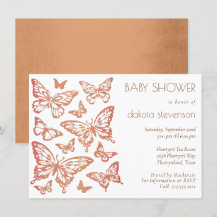 Butterfly Chic Baby Shower   Dusty Burnt Orange Invitation