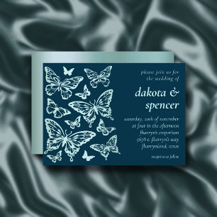 Butterfly Chic Wedding Mint Green and Teal Blue Invitation