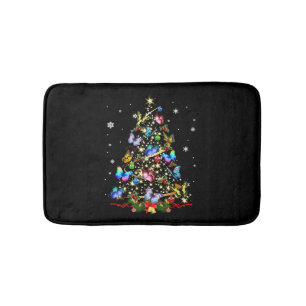 Butterfly Christmas Tree Lights Women Girls Xmas B Bath Mat