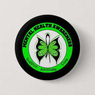 Butterfly Circle Mental Health Awareness 2 Inch Round Button