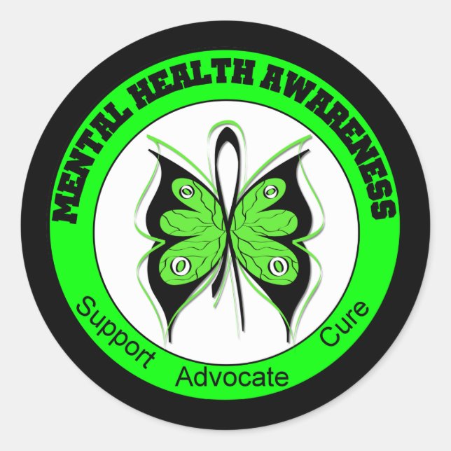 Butterfly Circle Mental Health Awareness Classic Round Sticker (Front)