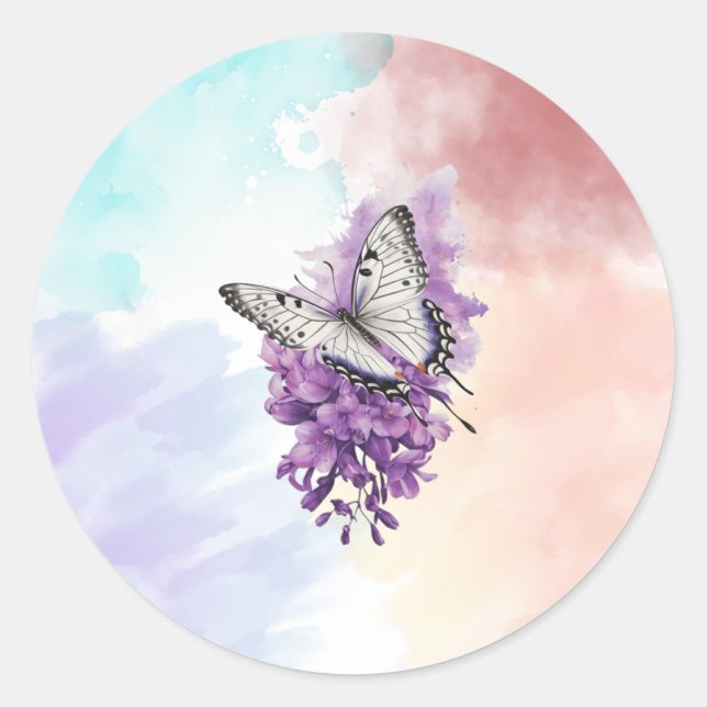 Butterfly Classic Round Sticker (Front)
