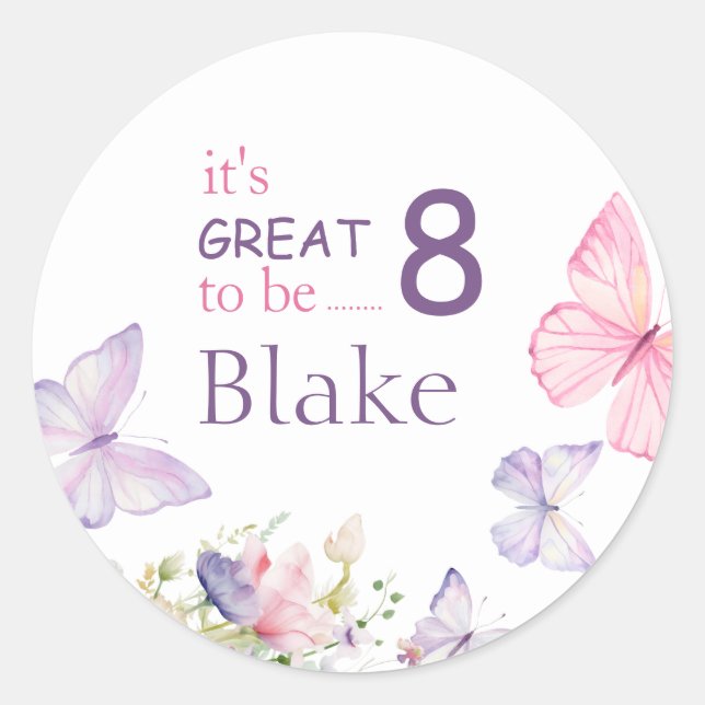 Butterfly  classic round sticker (Front)