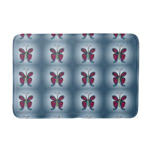 Butterfly Classic Round Sticker Ceramic Ornament Bath Mat