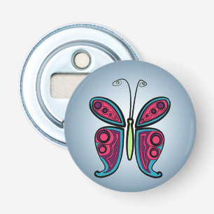 Butterfly Classic Round Sticker Ceramic Ornament Bottle Opener