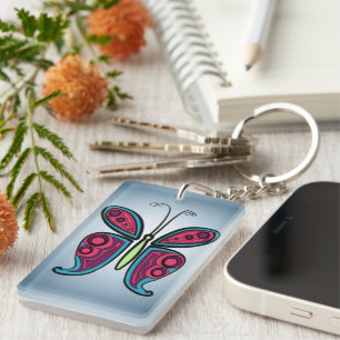 Butterfly Classic Round Sticker Ceramic Ornament Keychain