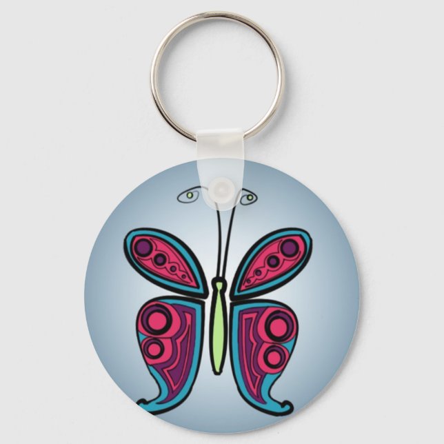 Butterfly Classic Round Sticker Keychain (Front)