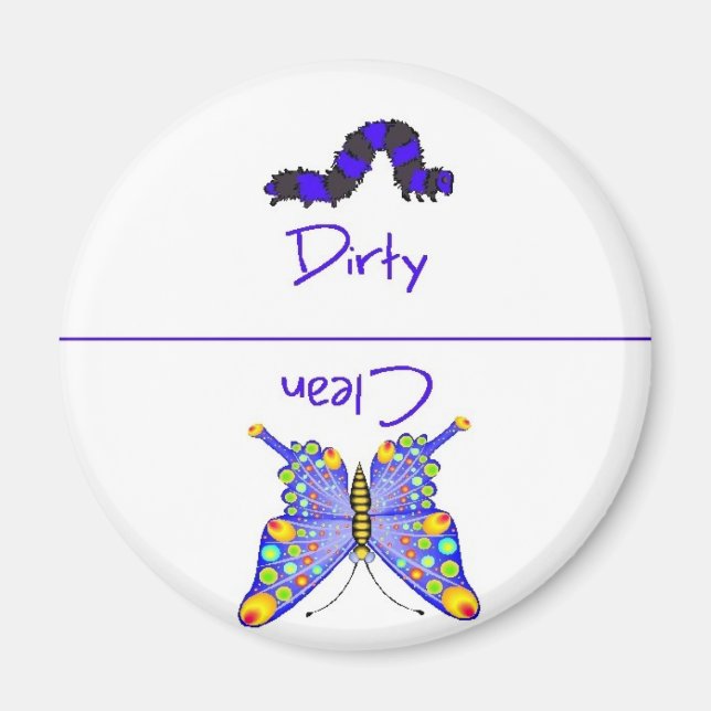 Butterfly Clean Dirty Dishwasher Magnet (Front)