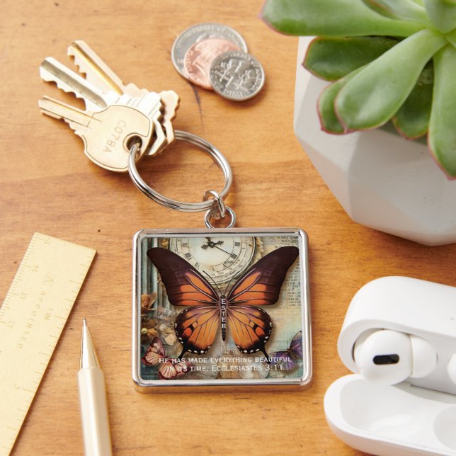 Butterfly Clock Keychain Ecclesiastes 3:11  (Desk)