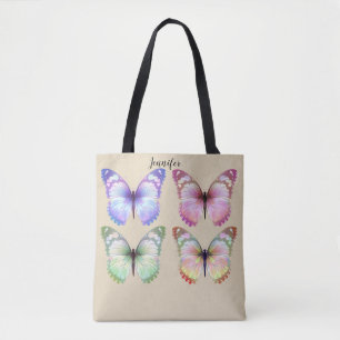 Butterfly Cloth Tote Bag Custom Name Personalize