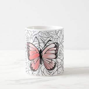 Butterfly Coffee Mug with Roses