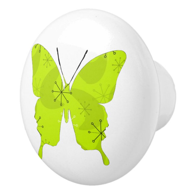 Butterfly Collage Atomic Green Ceramic Knob (Right)