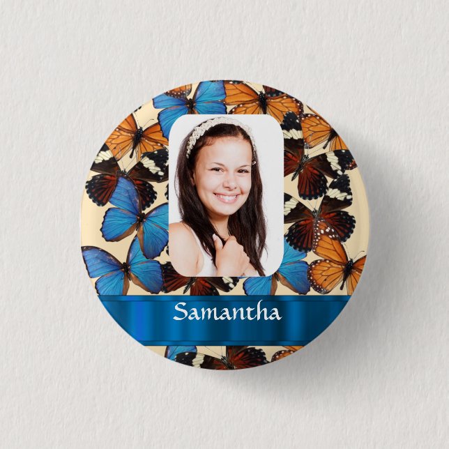 Butterfly collage photo template 1 inch round button (Front)