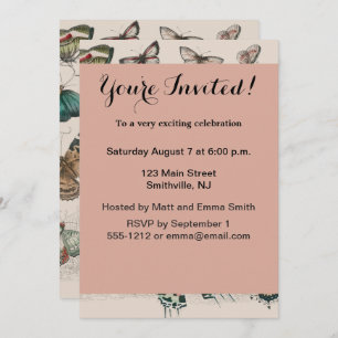 Butterfly Collection Antique Butterflies Invitation