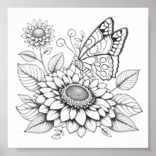 Butterfly Coloring Pages For Adults Poster