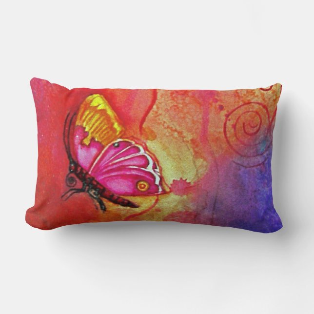 Butterfly Colour Blast Light Lumbar Pillow (Front)