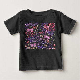 Butterfly Colourful And Flowers Rose Baby T-Shirt