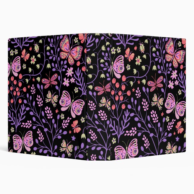 Butterfly Colourful And Flowers Rose cute    Binder (Background)