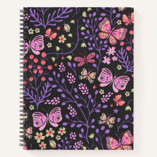 Butterfly Colourful And Flowers Rose cute Notebook