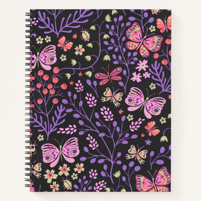 Butterfly Colourful And Flowers Rose cute   Notebook (Front)