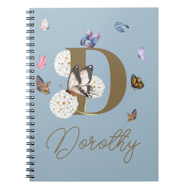 Butterfly Colourful Floral Personalized Gift Notebook (Front)